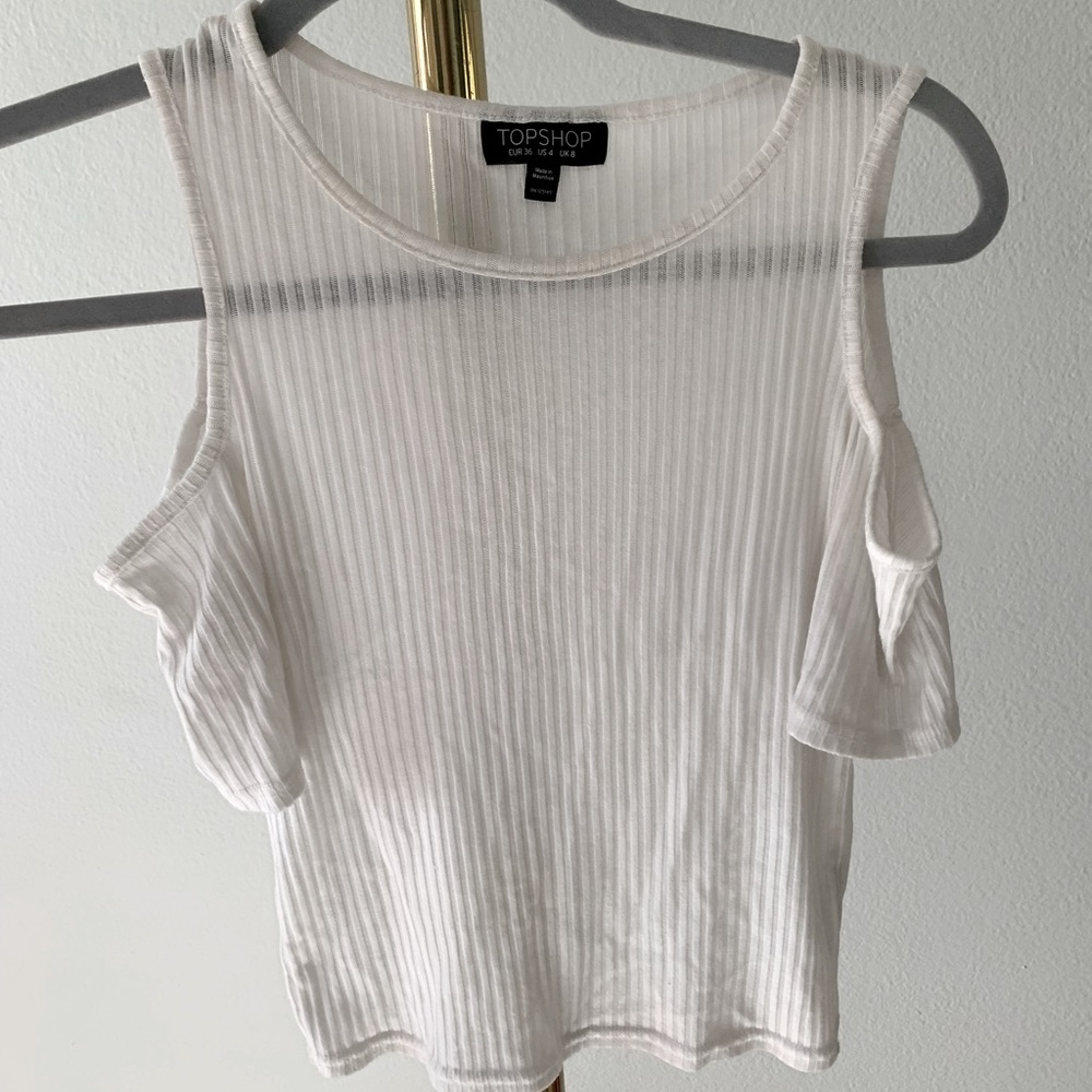 Peep shoulder white tee by top shop